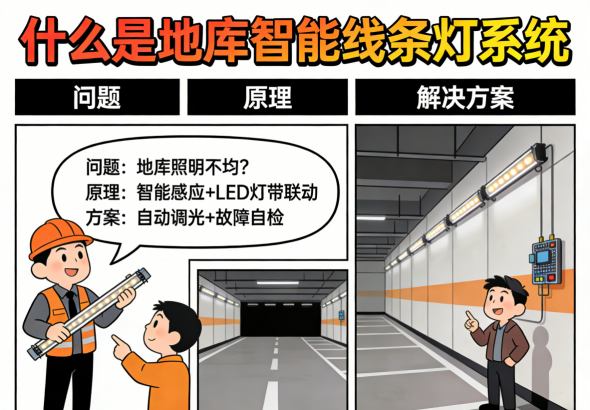 地库智能线条灯安装结构细节展示