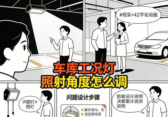 车库工况灯照射角度示意图 展示不同照射方向效果