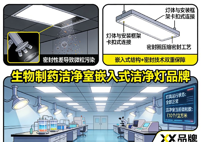 生物制药洁净室嵌入式洁净灯安装效果图