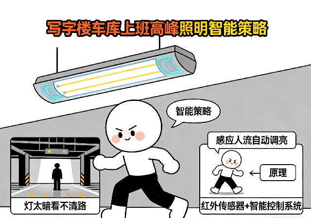 写字楼车库上班高峰照明场景 智能灯光效果