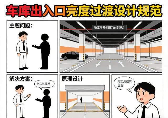 车库出入口亮度过渡设计示意图