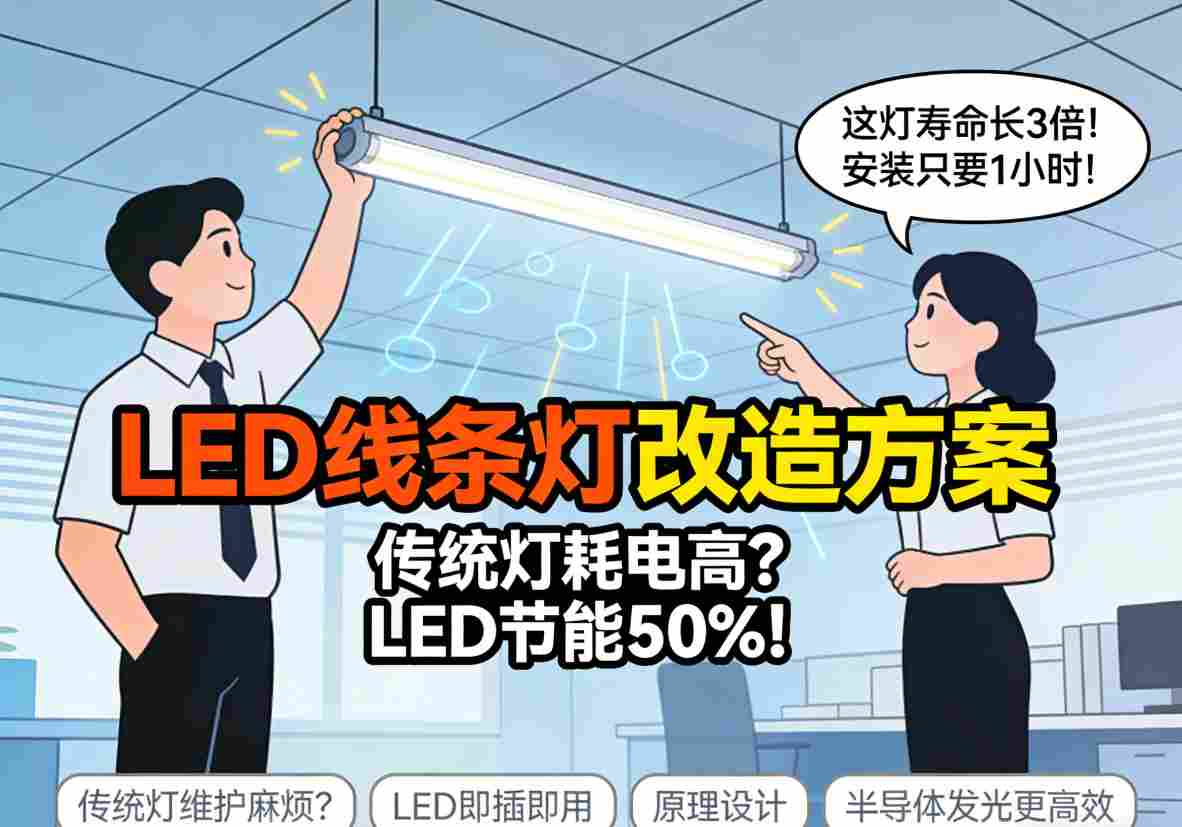 LED线条灯与传统日光灯对比效果图