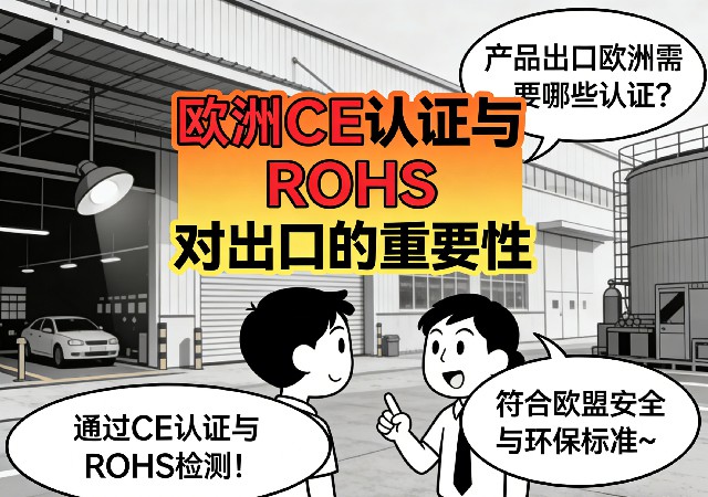 欧洲CE认证标志与ROHS环保指令合规标识展示