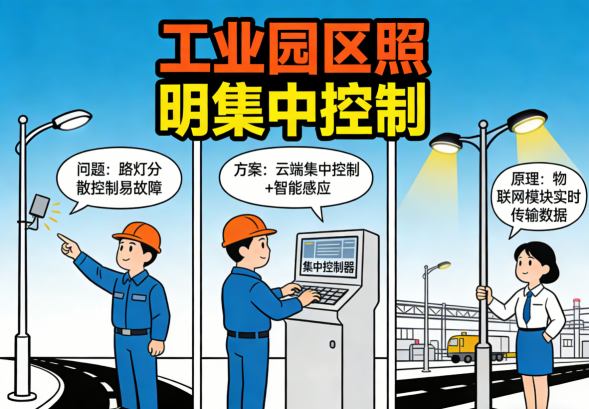 工业园区路灯集中控制场景 智能调光与监测