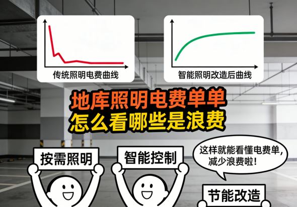 地库智能照明改造后节能效果对比图表
