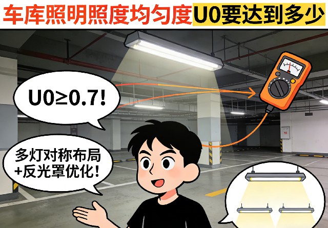 车库照明照度均匀度U0测量示意图