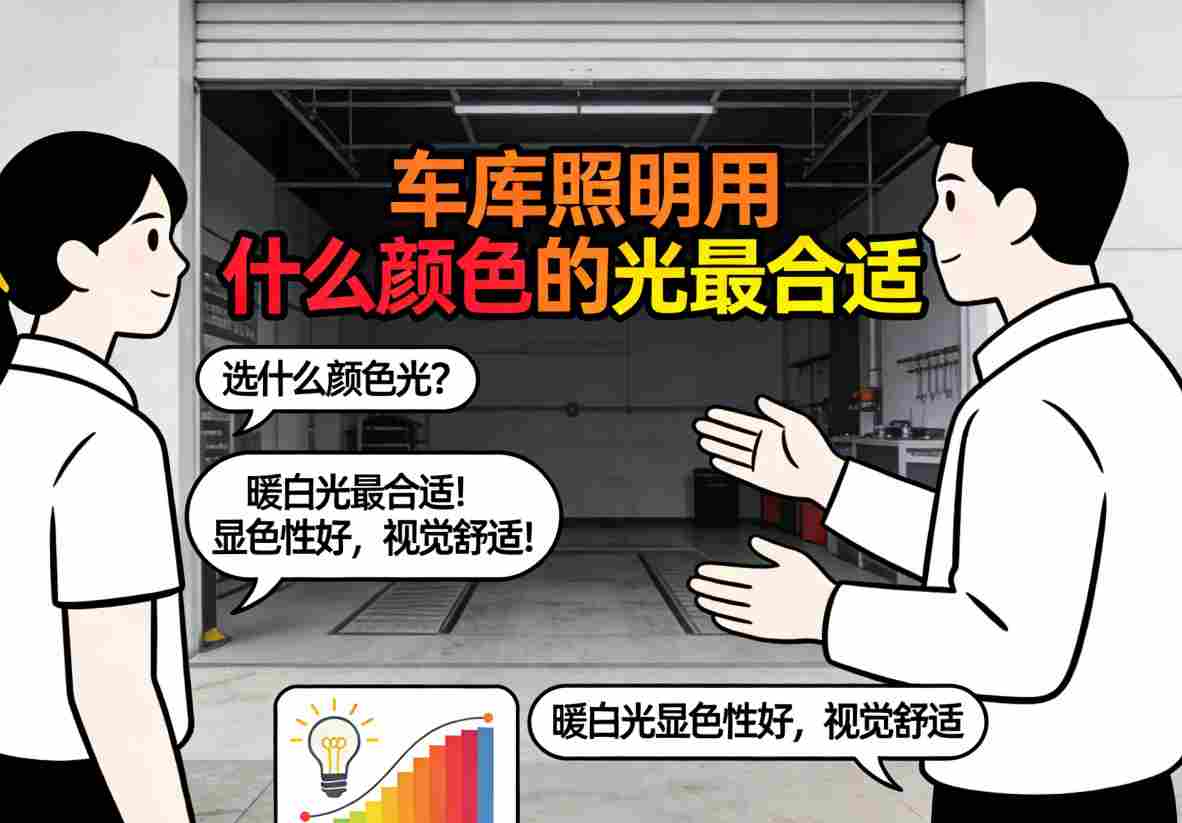 专业设计师为客户讲解车库照明色温选择 现场对比效果