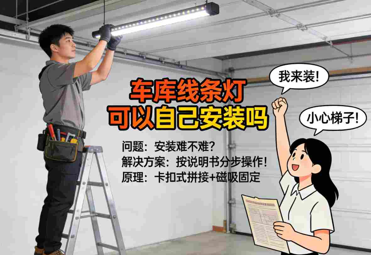 DIY安装能力评估示意图 车库线条灯