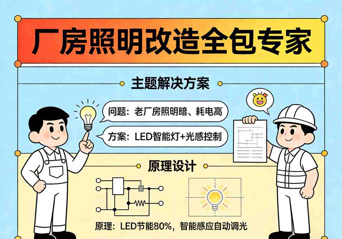 厂房照明改造前效果 老旧昏暗照明环境