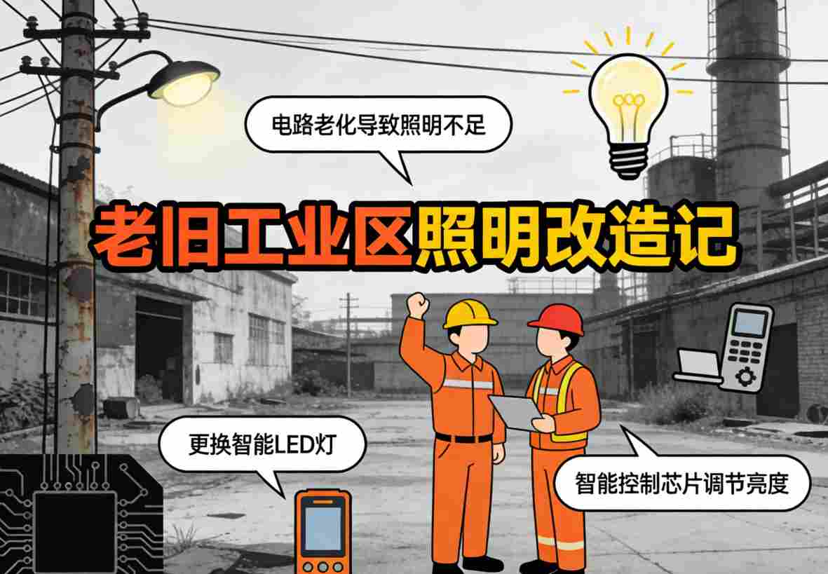 老旧工业区照明整体改造后效果 明亮安全节能环境