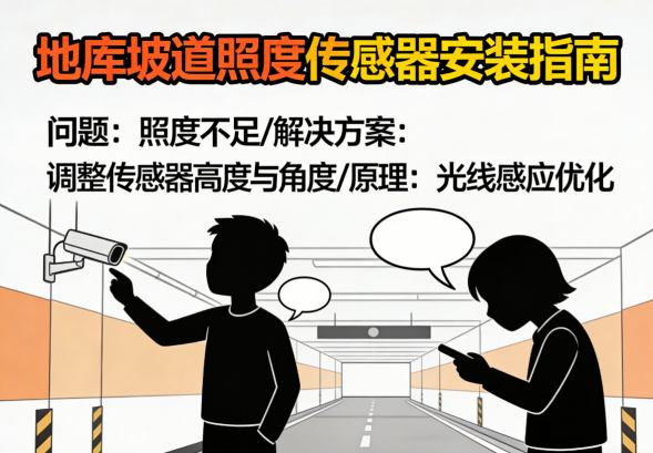 地库坡道照度传感器安装角度示意图