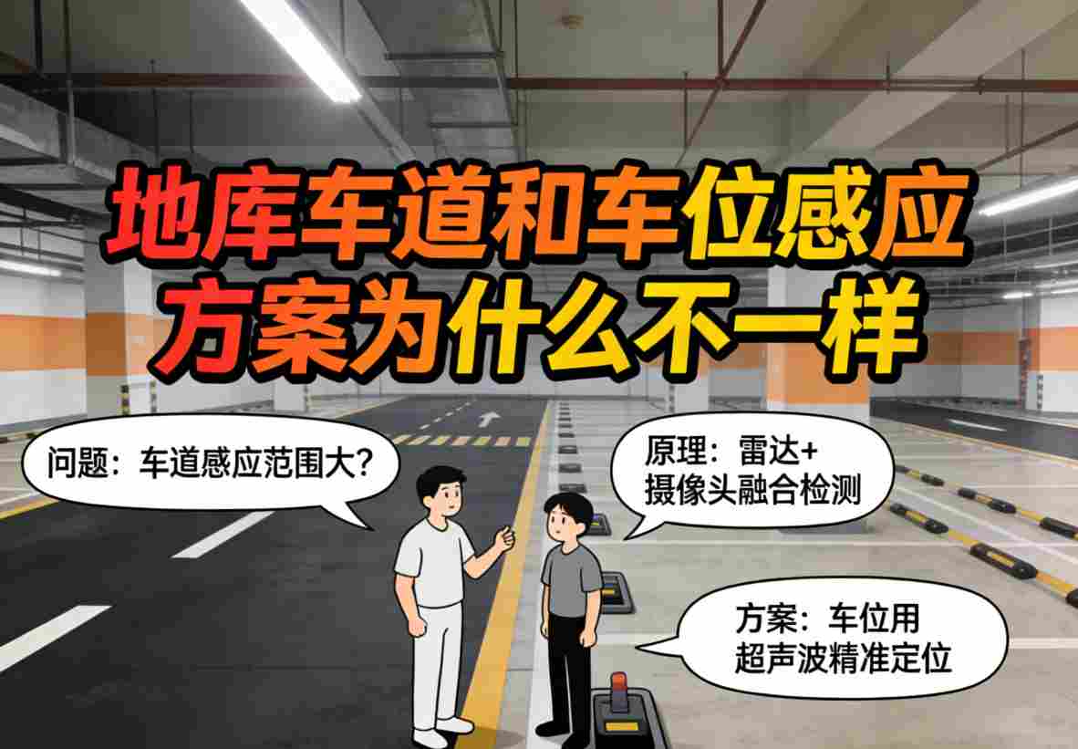 地库车道微波雷达感应方案安装示意图与覆盖范围
