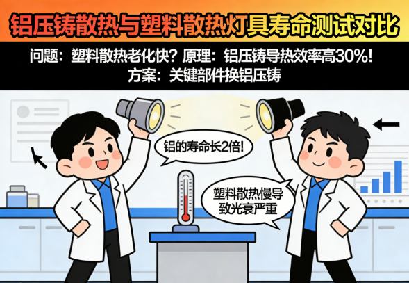 长期使用后塑料散热灯具光衰与黄化现象