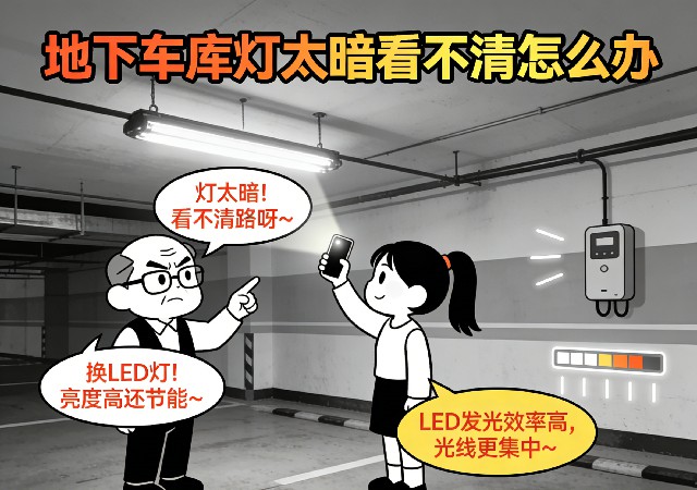 地下车库灯太暗看不清问题场景示意图