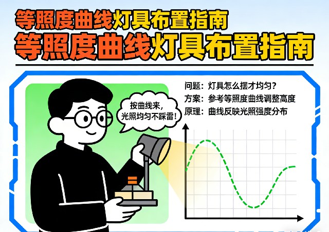 根据等照度曲线图确定灯具间距与排列方式示意图