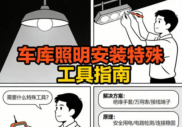 车库照明安装专用工具展示 电工工具箱内景