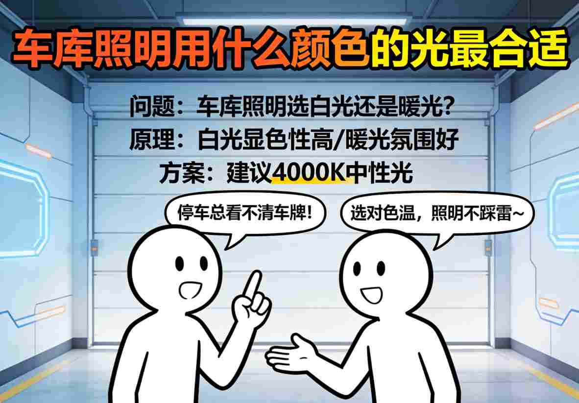 不同色温车库照明对比图 暖光、中性光、冷光效果展示