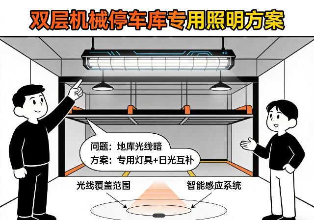 双层机械停车库专用照明灯具安装示意图