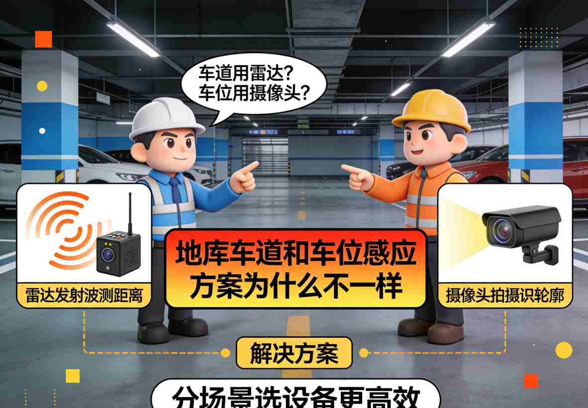 地库车道雷达与车位地磁传感器融合组网系统架构图