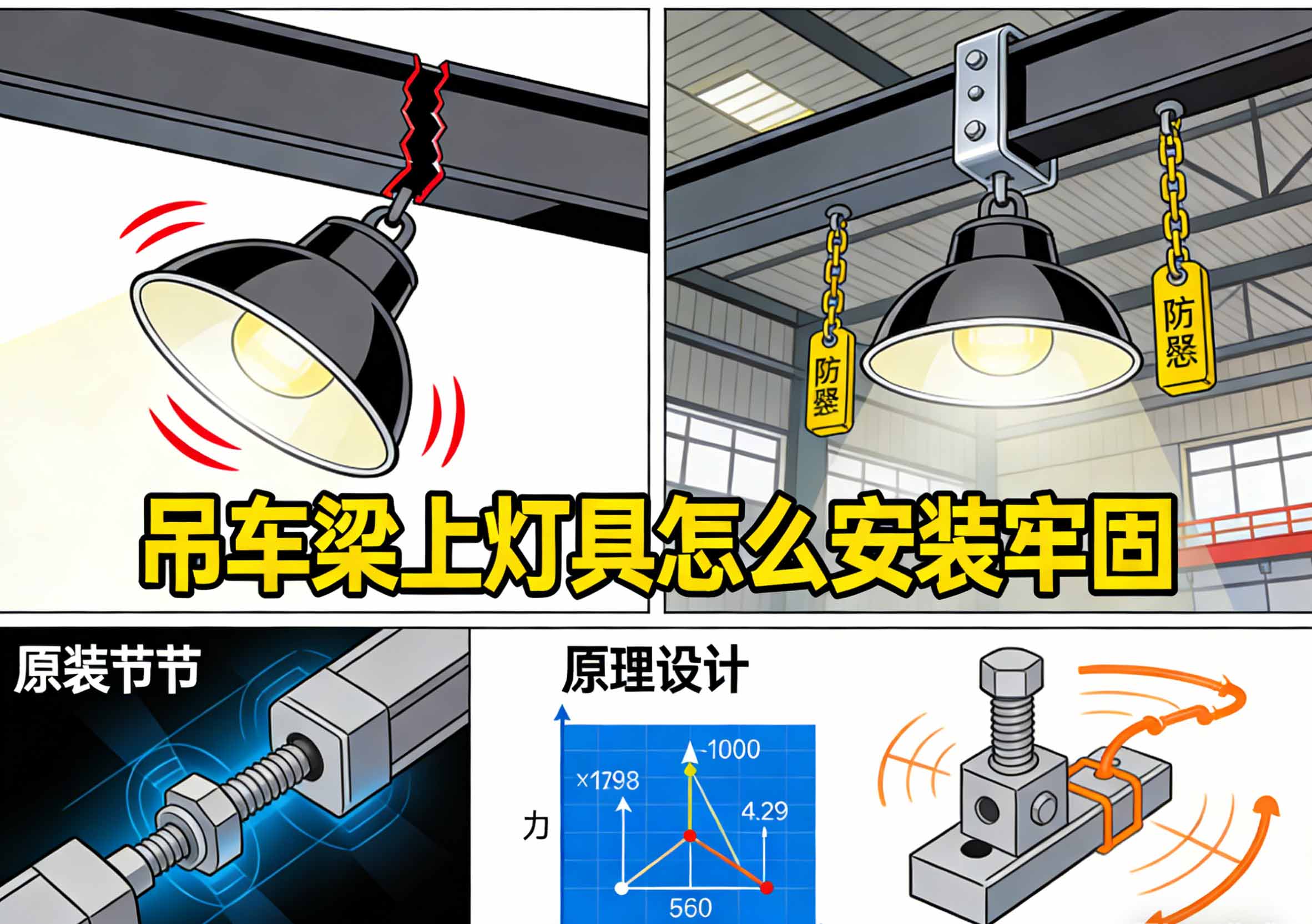 吊车梁灯具安装示意图
