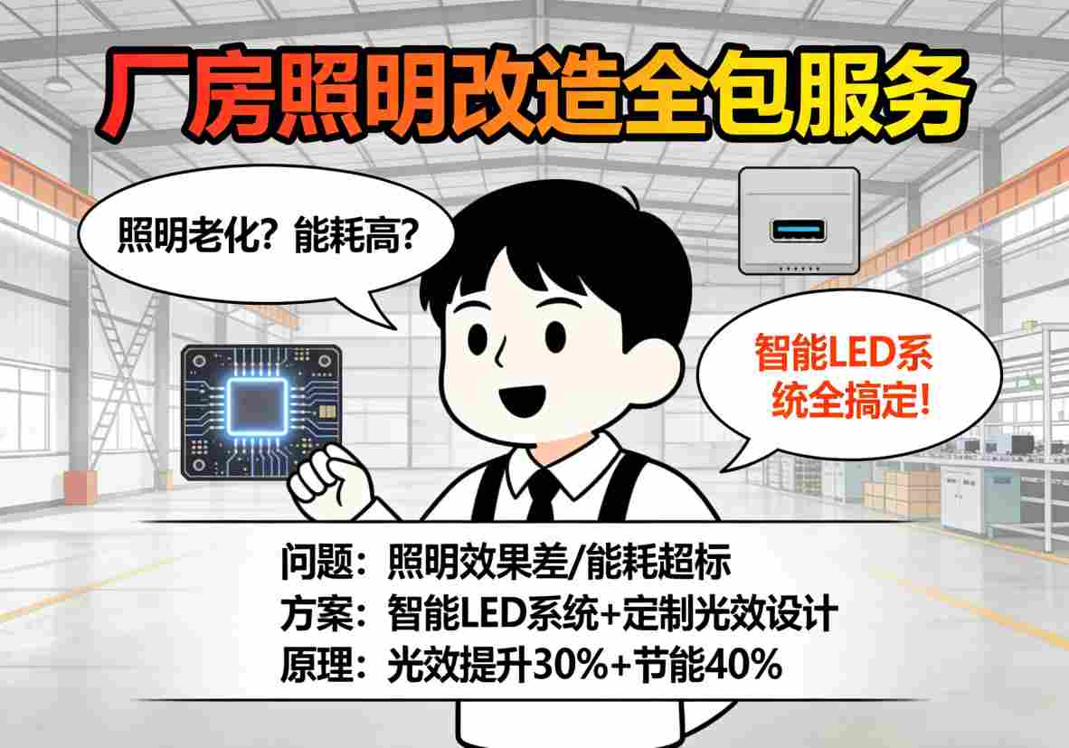 厂房照明改造后效果 明亮高效节能照明