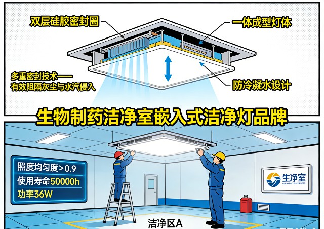 嵌入式洁净灯细节结构展示