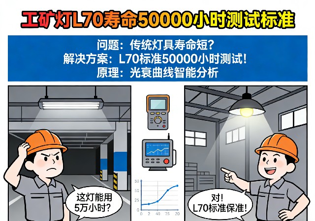 工矿灯L70@50000小时光衰曲线与TM-21外推法示意图