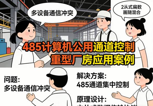 485总线在重型厂房照明控制中的系统拓扑与布线实景图