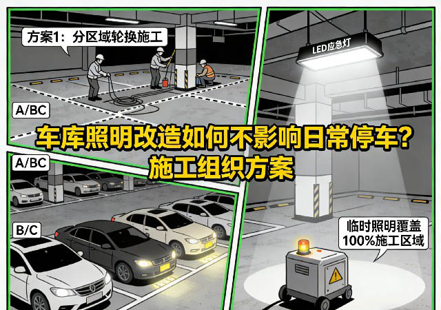 车库照明改造施工现场规划图