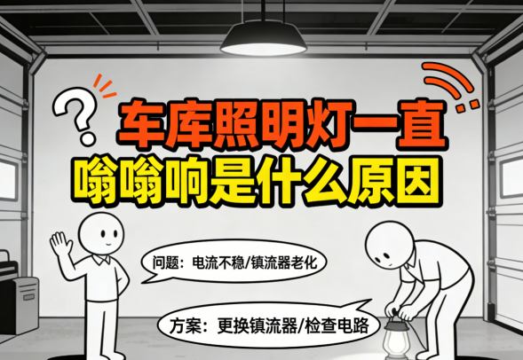 检查车库照明灯内部镇流器或驱动器 寻找嗡嗡声来源