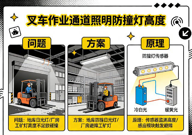 叉车通道防撞灯安装效果参考
