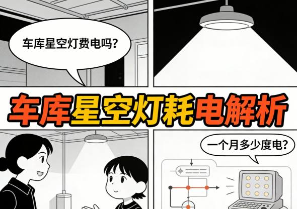 测量车库星空灯实际功率 使用功率计进行测试