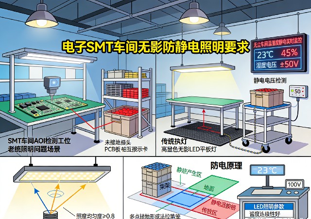 SMT质检工位在高品质无影灯下的工作场景