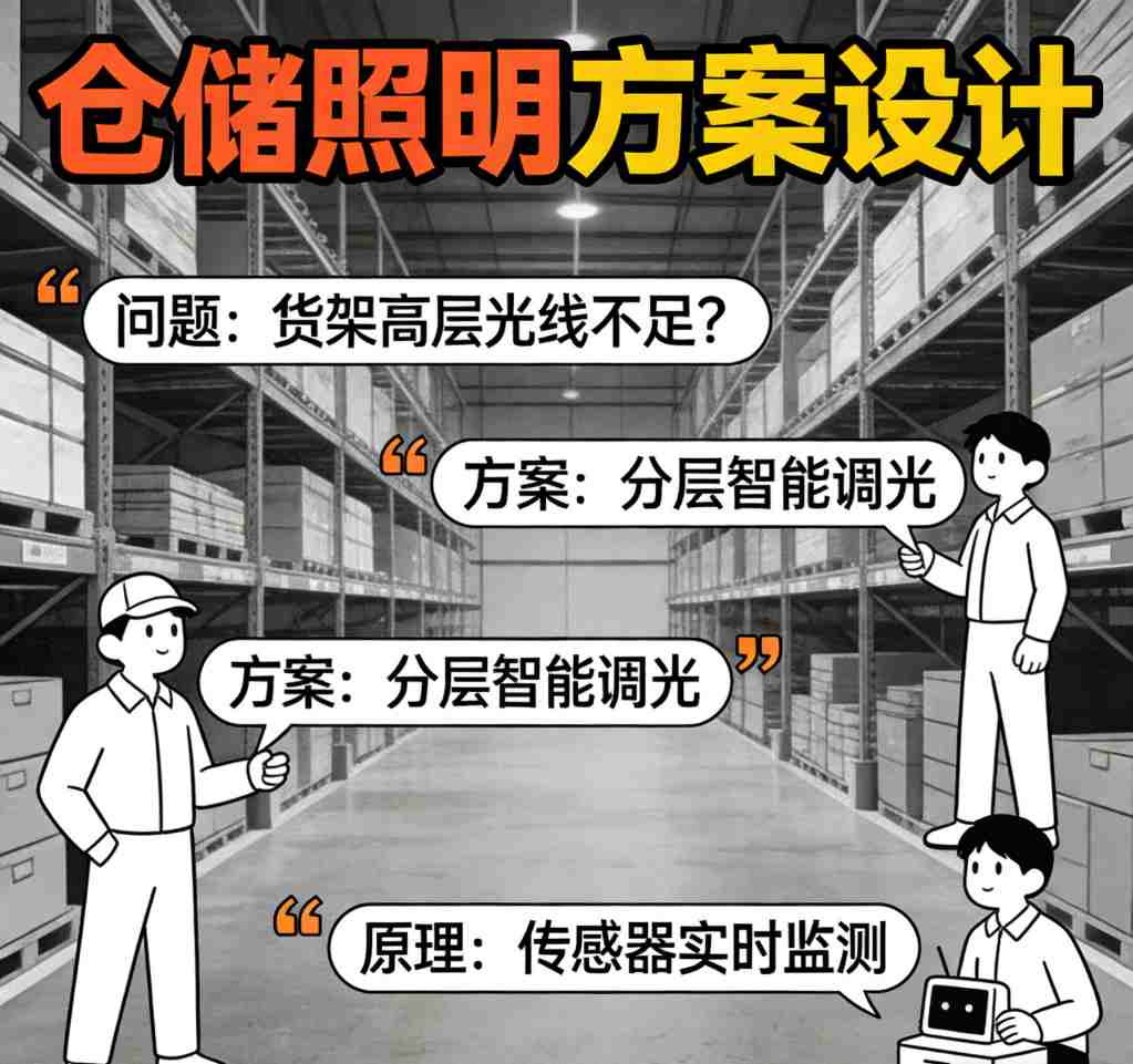 仓储照明常见问题示意图 货架高度巷道照明