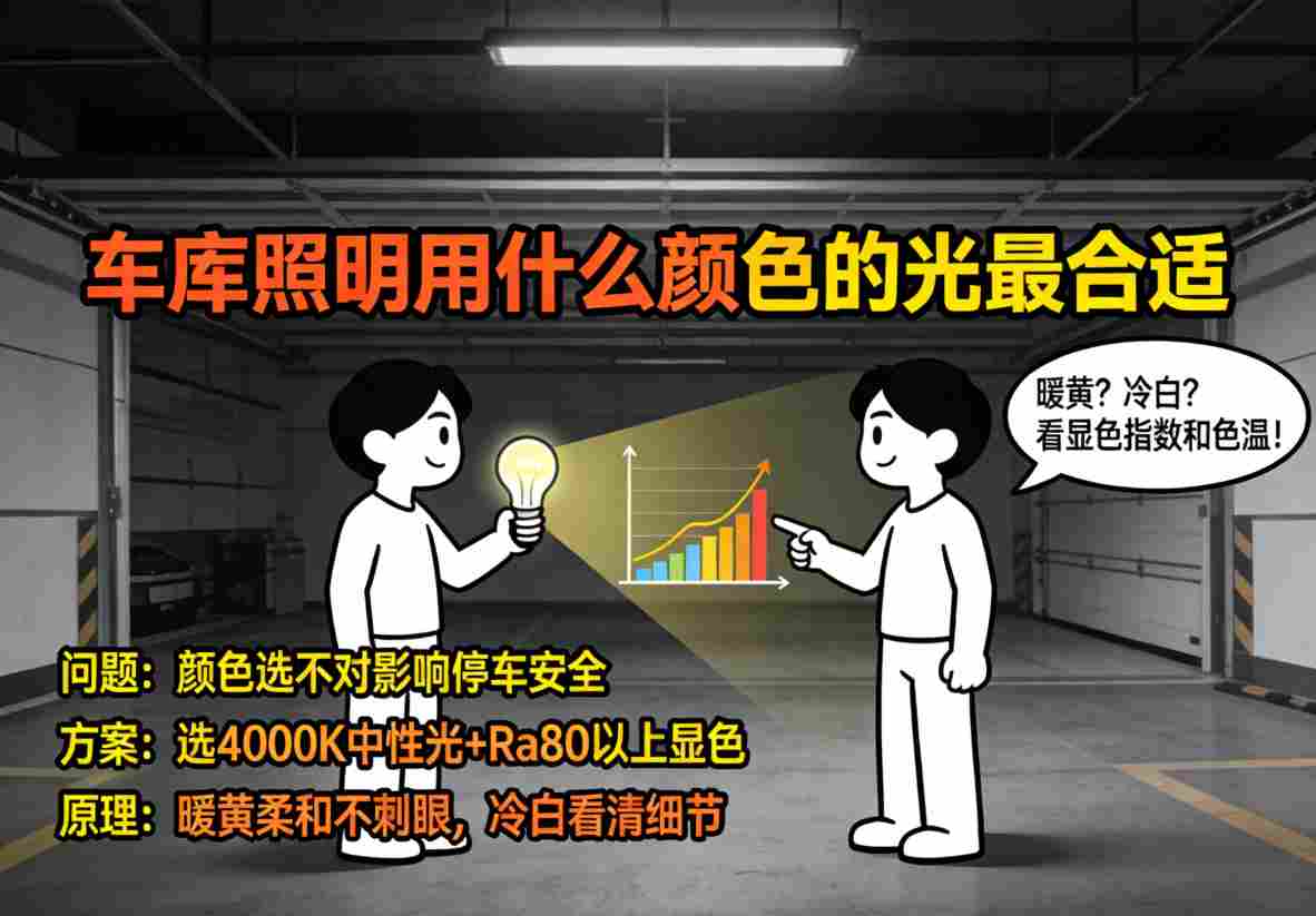 车库工作区采用5000K色温照明 修车找工具更清晰