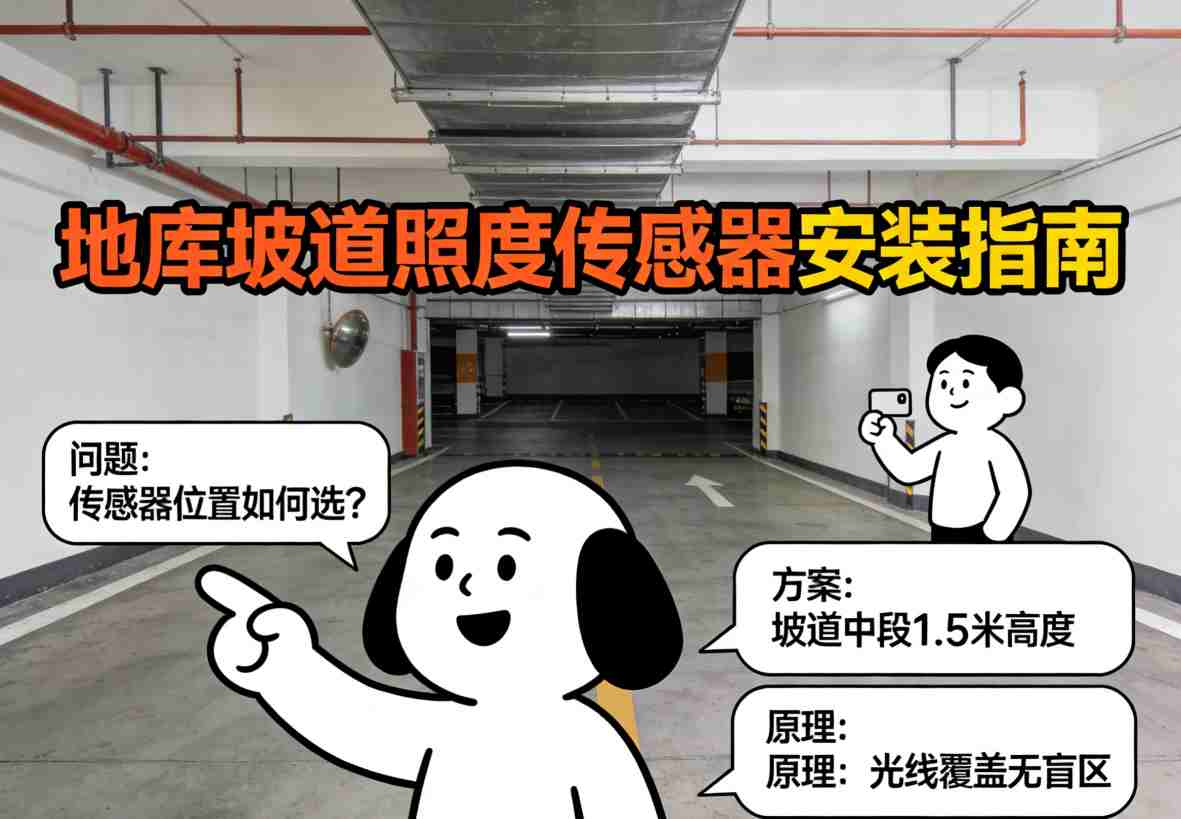 地库坡道照度传感器安装位置示意图