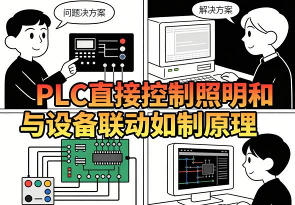 PLC直接控制照明系统与传统分离控制方案对比图