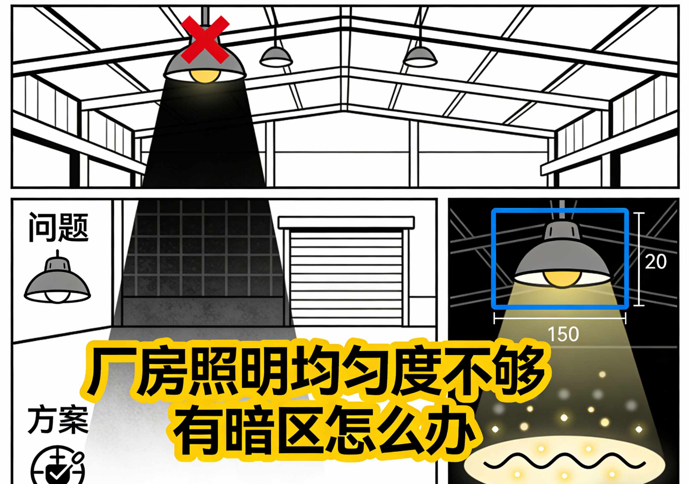 厂房照明均匀度不够有暗区怎么办