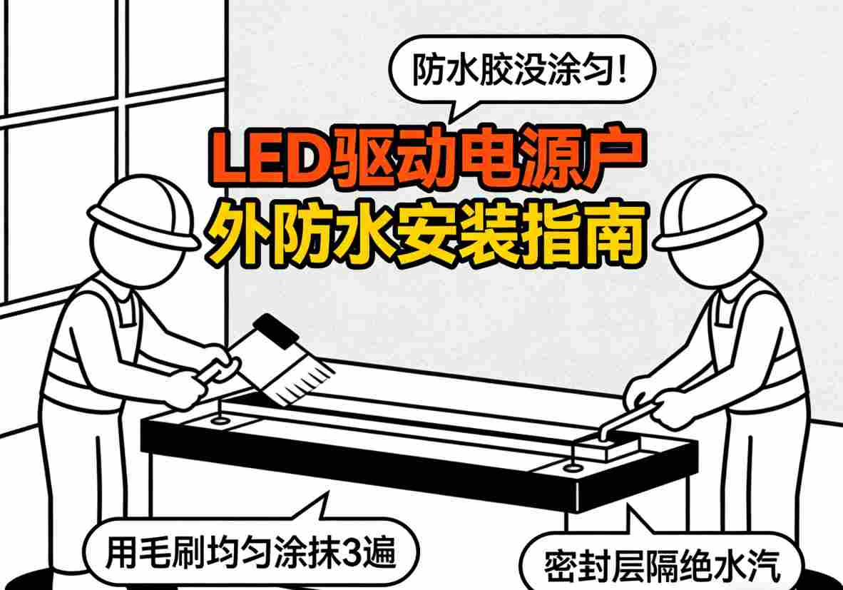LED驱动电源户外安装防水处理示例图3：整体安装效果与防护