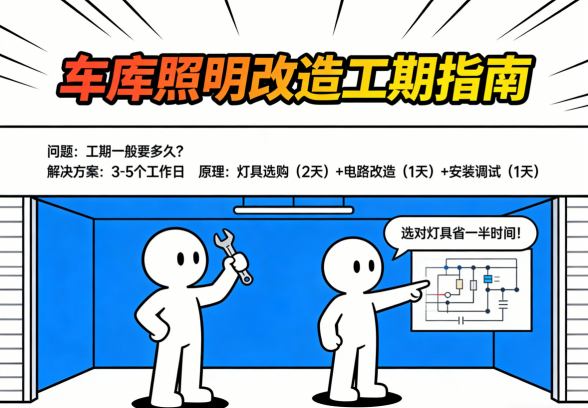 车库照明改造效果对比图 改造前后亮度对比