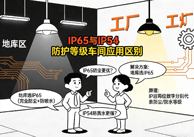 车间不同区域IP防护等级选择应用示意图