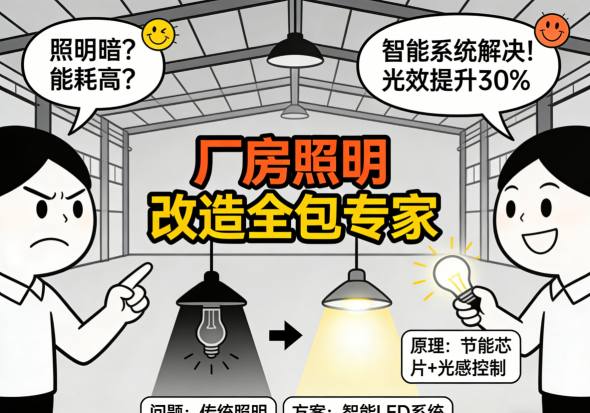 厂房照明改造施工现场 专业施工团队作业