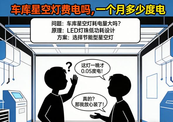 家庭在车库星空灯下温馨场景 浪漫氛围与低能耗兼得