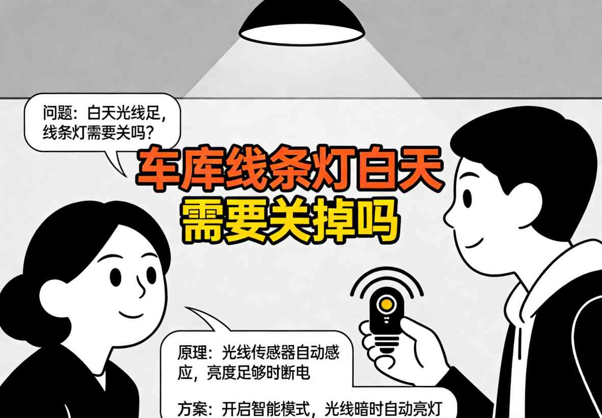 白天自然光下的车库线条灯效果 自然光与人工光对比