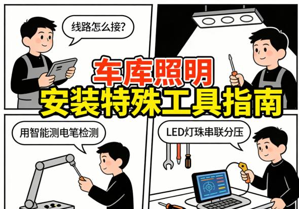 使用激光水平仪安装车库照明 确保灯具水平对齐