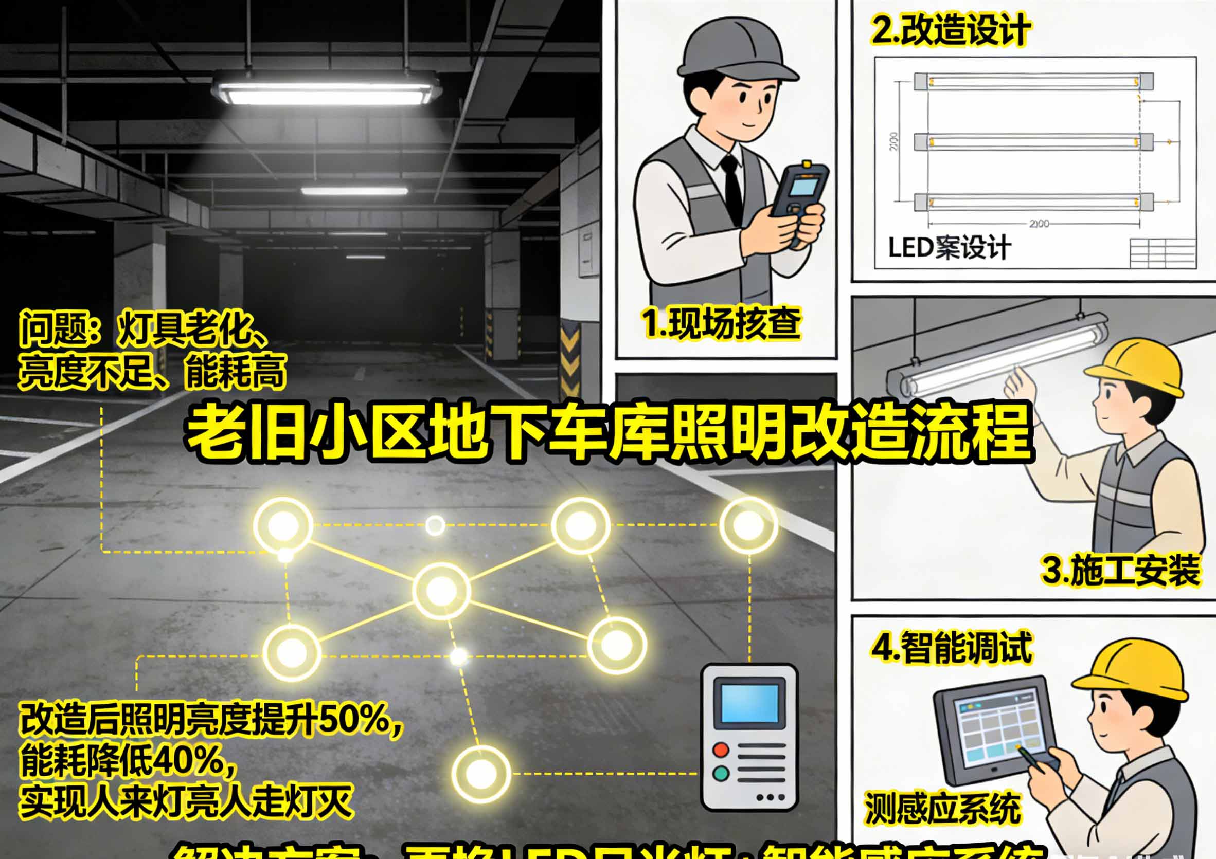 老旧小区地下车库照明改造流程(6)