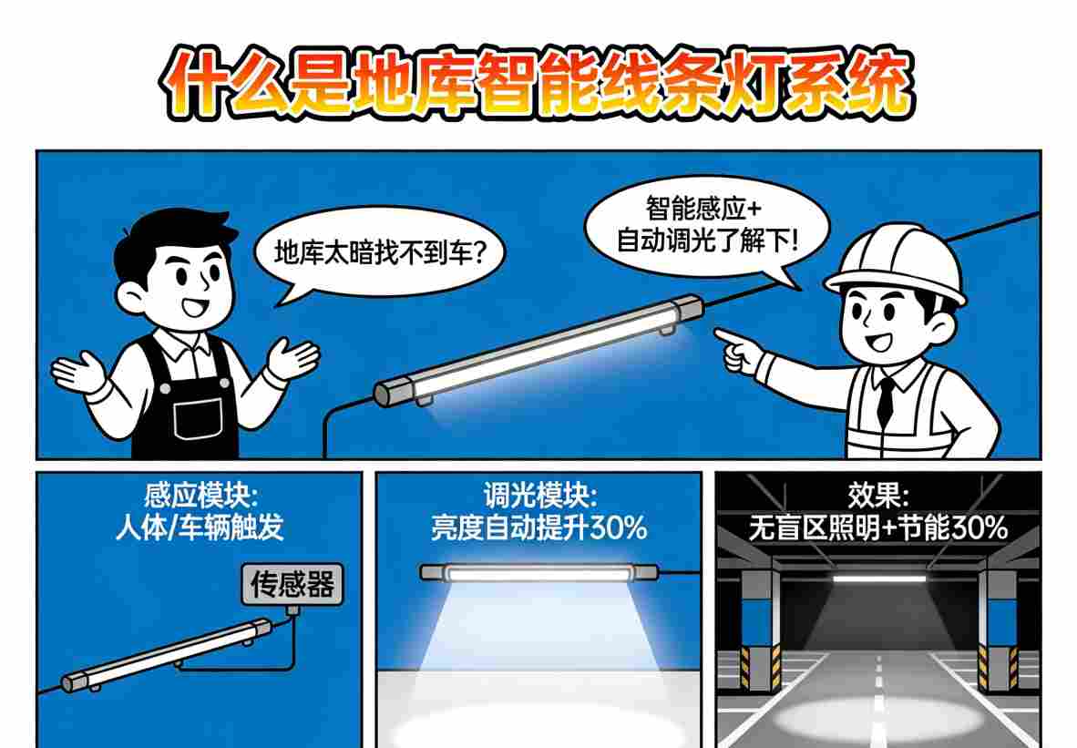 地库智能线条灯系统整体照明效果图