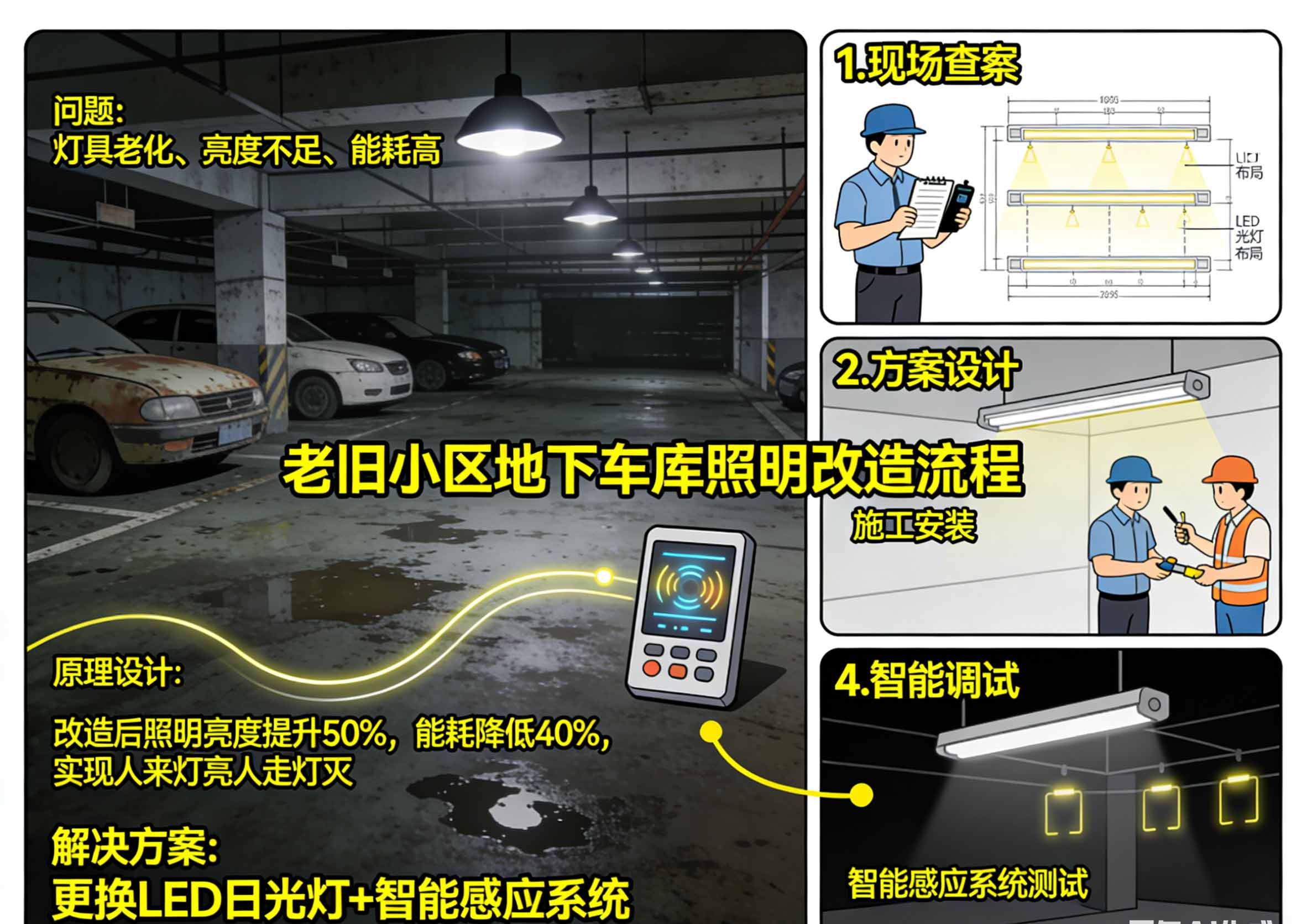 老旧小区地下车库照明改造流程(7)