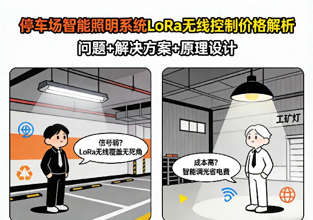 停车场LoRa无线智能照明系统效果对比图