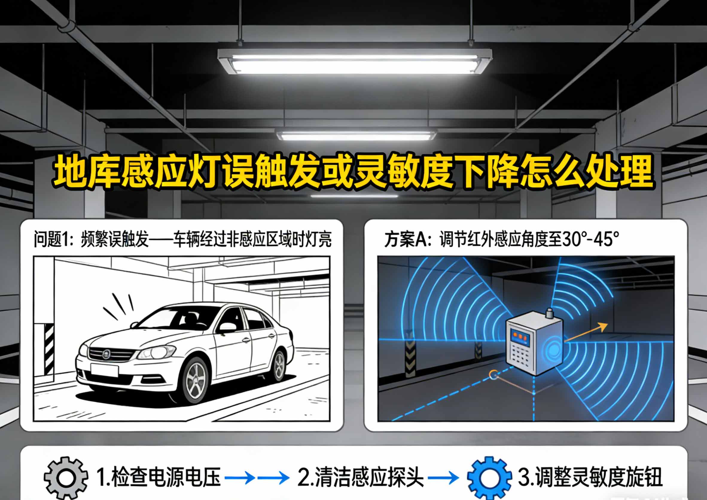 地库感应灯误触发或灵敏度下降怎么处理